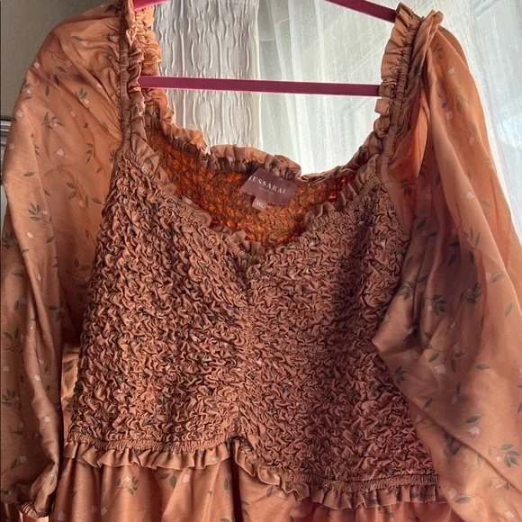 JessaKae Peach Dress with Floral Design - Picture 2 of 5